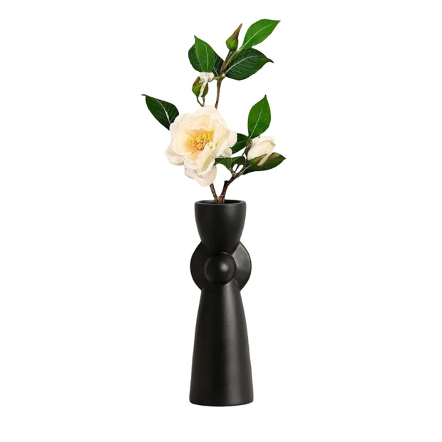 Geersi Schwarze Keramikvase, moderne rustikale dekorative Blumenvase im Bauernhausstil